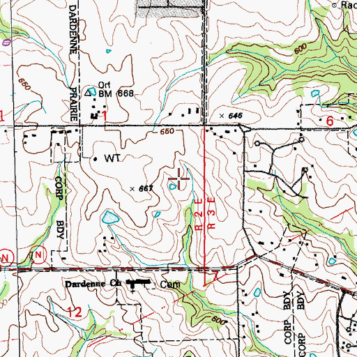 Topographic Map of City of Dardenne Prairie, MO