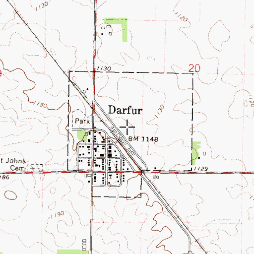 Topographic Map of City of Darfur, MN