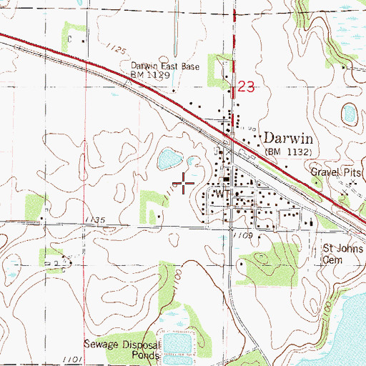 Topographic Map of City of Darwin, MN