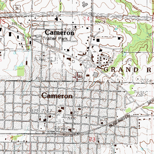 Topographic Map of City of Cameron, MO