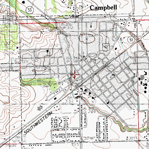 Topographic Map of City of Campbell, MO