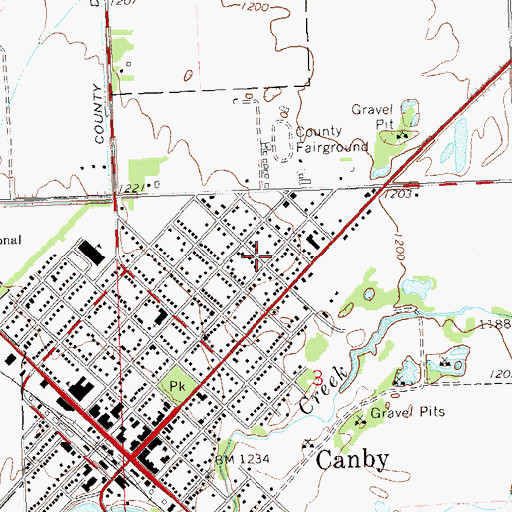 Topographic Map of City of Canby, MN