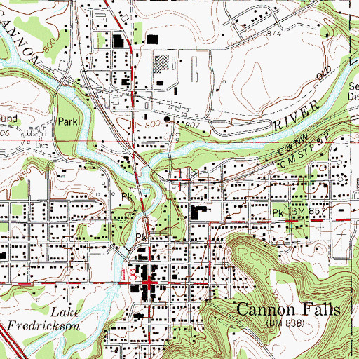 Topographic Map of City of Cannon Falls, MN