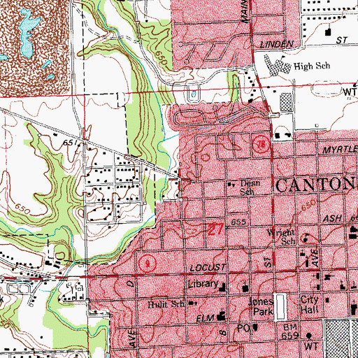 Topographic Map of City of Canton, IL