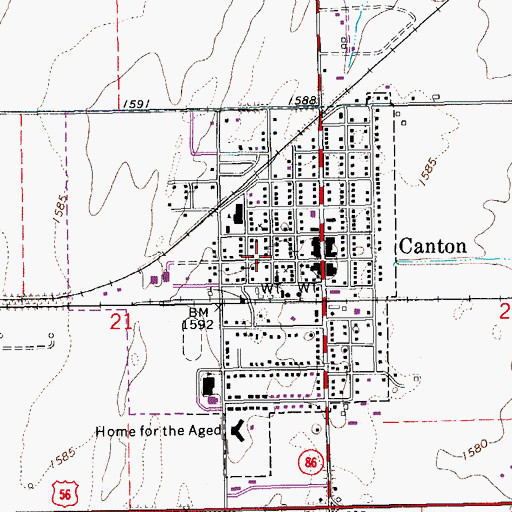 Topographic Map of City of Canton, KS