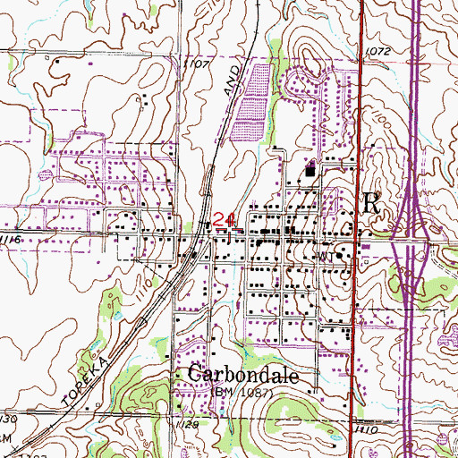 Topographic Map of City of Carbondale, KS