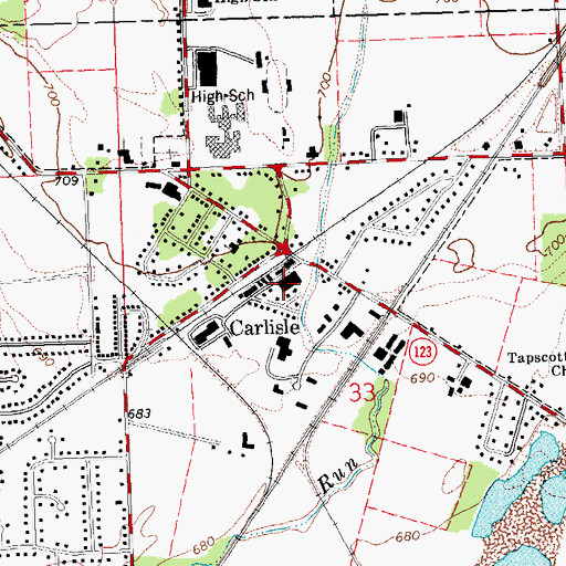 Topographic Map of Village of Carlisle, OH