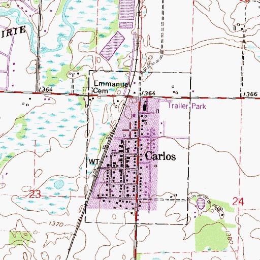 Topographic Map of City of Carlos, MN