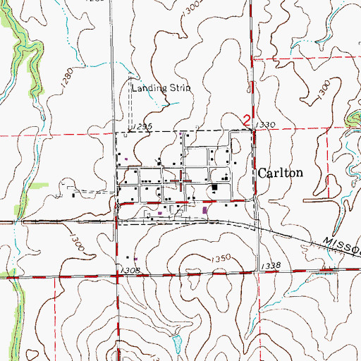 Topographic Map of City of Carlton, KS