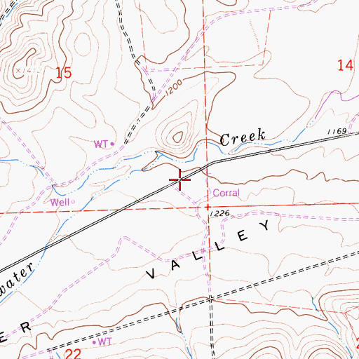 Topographic Map of Bitterwater Wells, CA