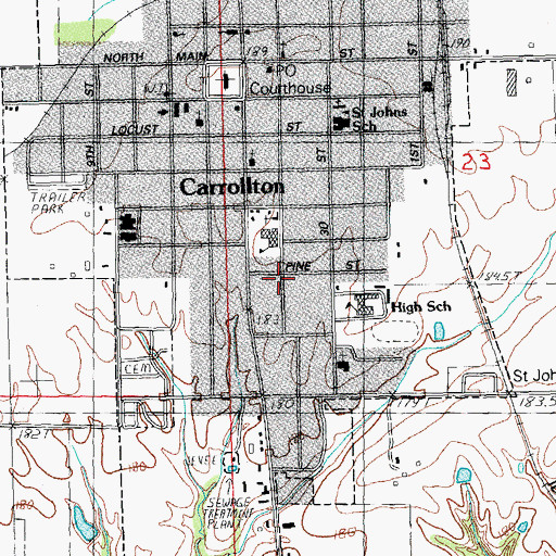 Topographic Map of City of Carrollton, IL