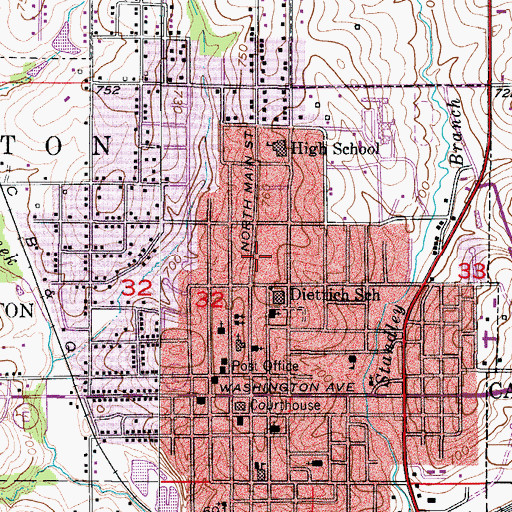 Topographic Map of City of Carrollton, MO