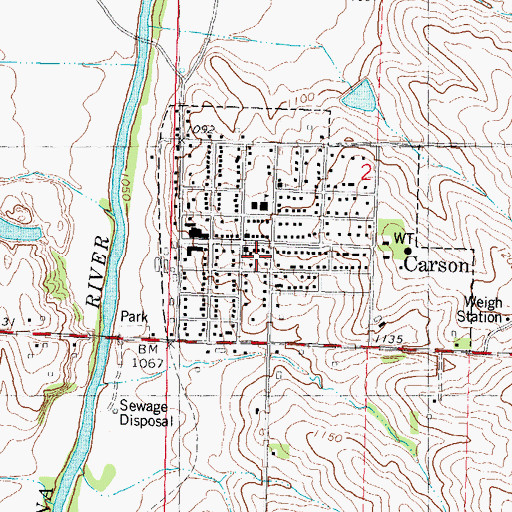 Topographic Map of City of Carson, IA