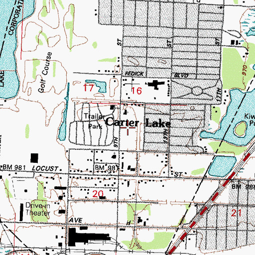 Topographic Map of City of Carter Lake, IA