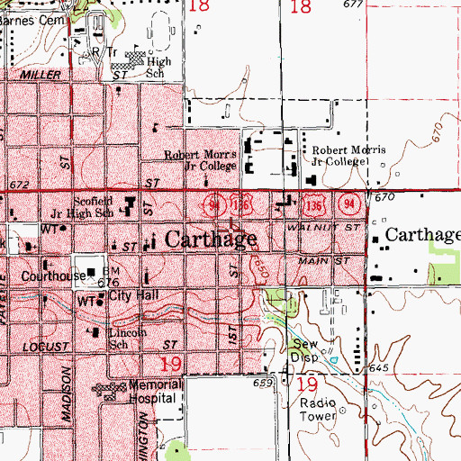 Topographic Map of City of Carthage, IL