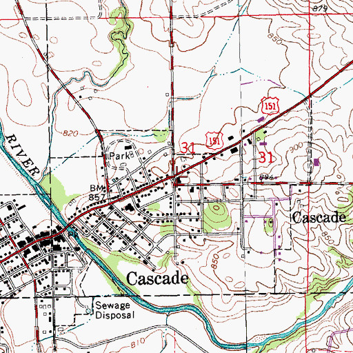 Topographic Map of City of Cascade, IA