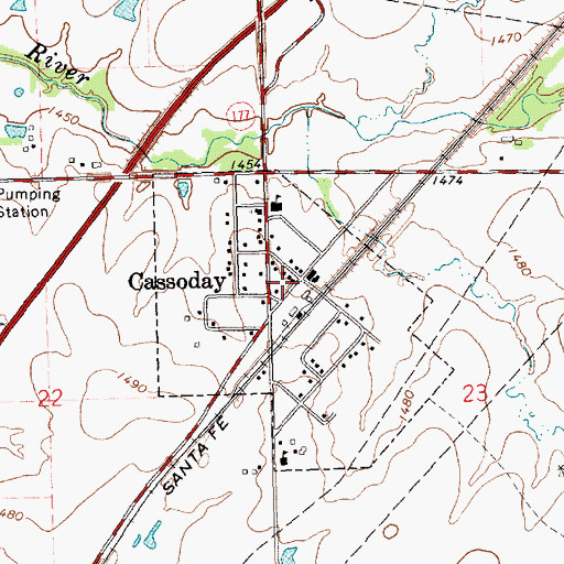 Topographic Map of City of Cassoday, KS