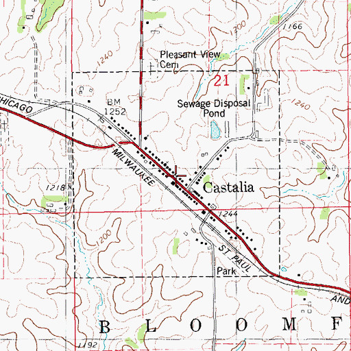 Topographic Map of City of Castalia, IA