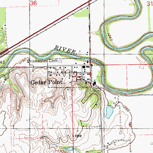 Topographic Map of City of Cedar Point, KS