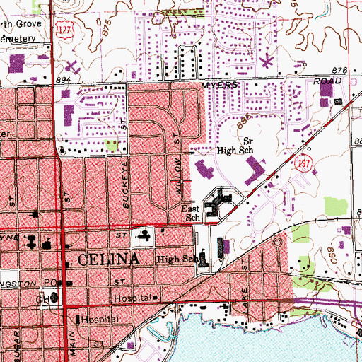 Topographic Map of City of Celina, OH