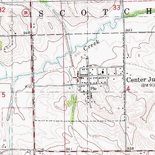 Topographic Map of City of Center Junction (historical), IA