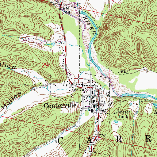 Topographic Map of City of Centerville, MO