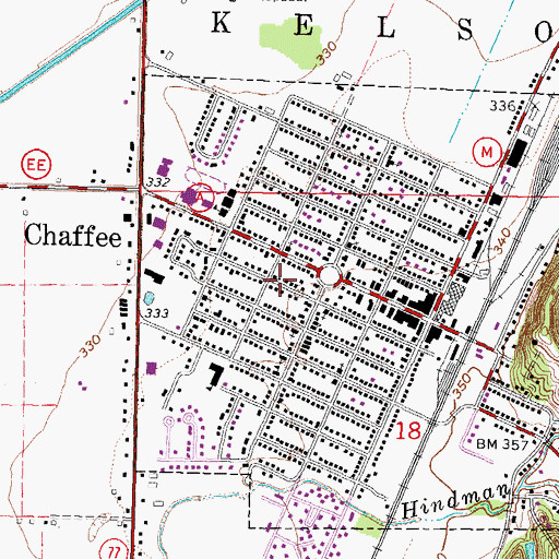 Topographic Map of City of Chaffee, MO
