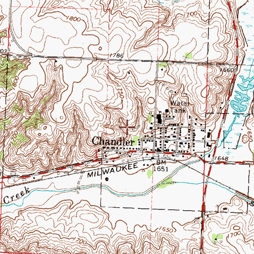 Topographic Map of City of Chandler, MN
