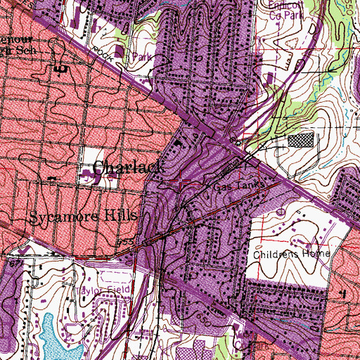 Topographic Map of City of Charlack, MO