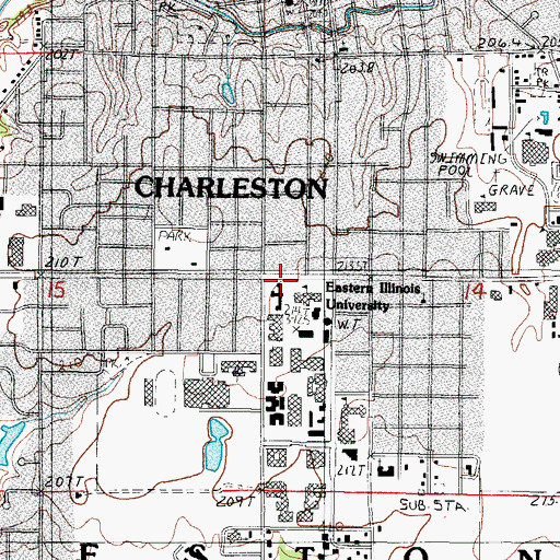 Topographic Map of City of Charleston, IL