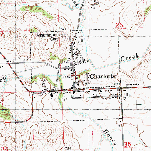 Topographic Map of City of Charlotte, IA