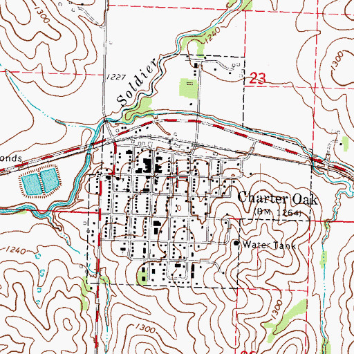 Topographic Map of City of Charter Oak, IA
