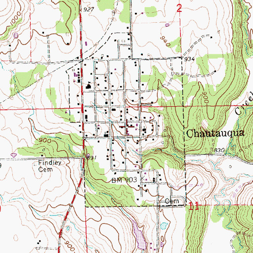 Topographic Map of City of Chautauqua, KS