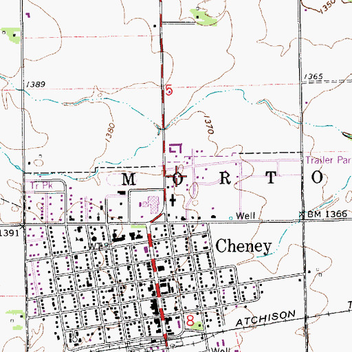 Topographic Map of City of Cheney, KS