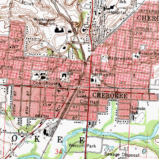 Topographic Map of City of Cherokee, IA