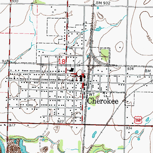 Topographic Map of City of Cherokee, KS