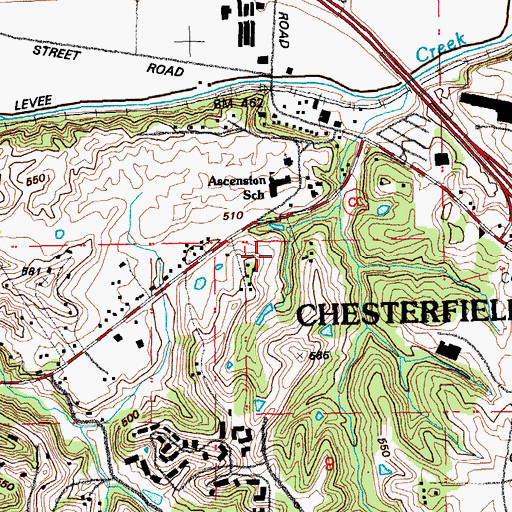 Topographic Map of City of Chesterfield, MO