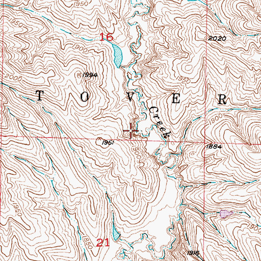Topographic Map of Unorganized Territory of Westover, SD