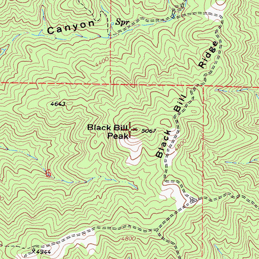 Topographic Map of Black Bill Peak, CA