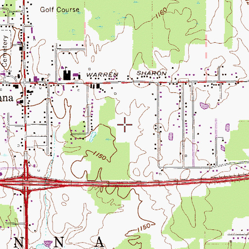 Topographic Map of Vienna Center Census Designated Place, OH