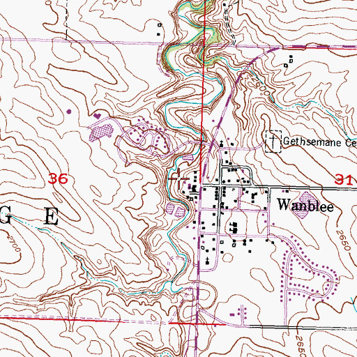 Topographic Map of Wanblee Census Designated Place, SD