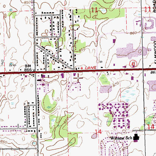 Topographic Map of Waverly Census Designated Place, MI