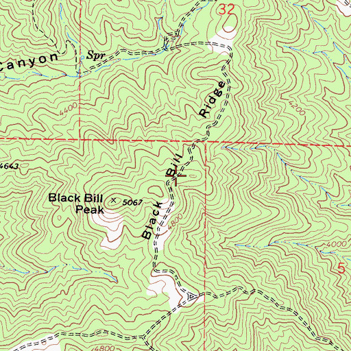 Topographic Map of Black Bill Ridge, CA