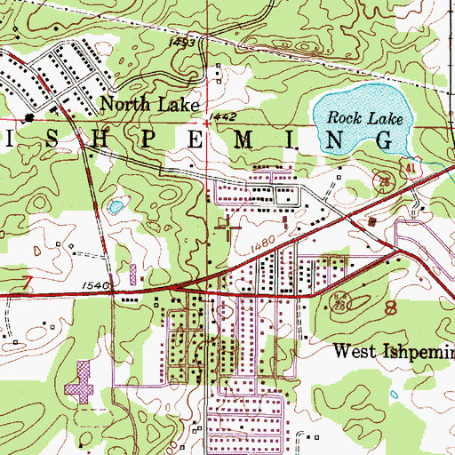 Topographic Map of West Ishpeming Census Designated Place, MI