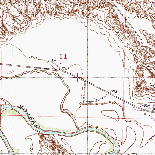 Topographic Map of Whitehorse Census Designated Place, SD