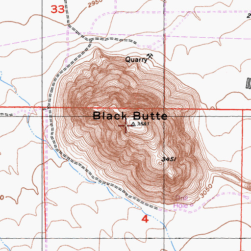 Topographic Map of Black Butte, CA