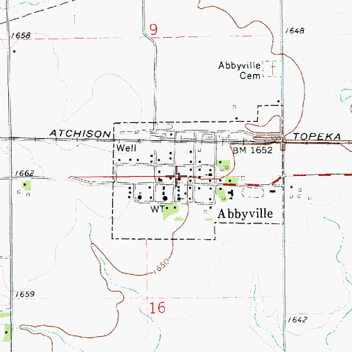 Topographic Map of City of Abbyville, KS