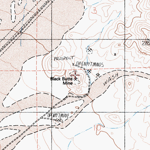 Topographic Map of Black Butte Mine, CA