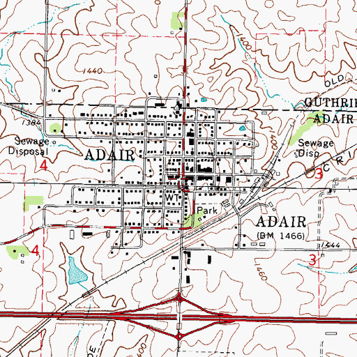 Topographic Map of City of Adair, IA