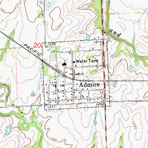 Topographic Map of City of Admire, KS